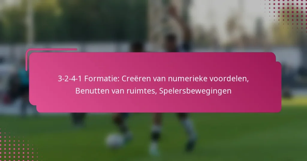 3-2-4-1 Formatie: Creëren van numerieke voordelen, Benutten van ruimtes, Spelersbewegingen