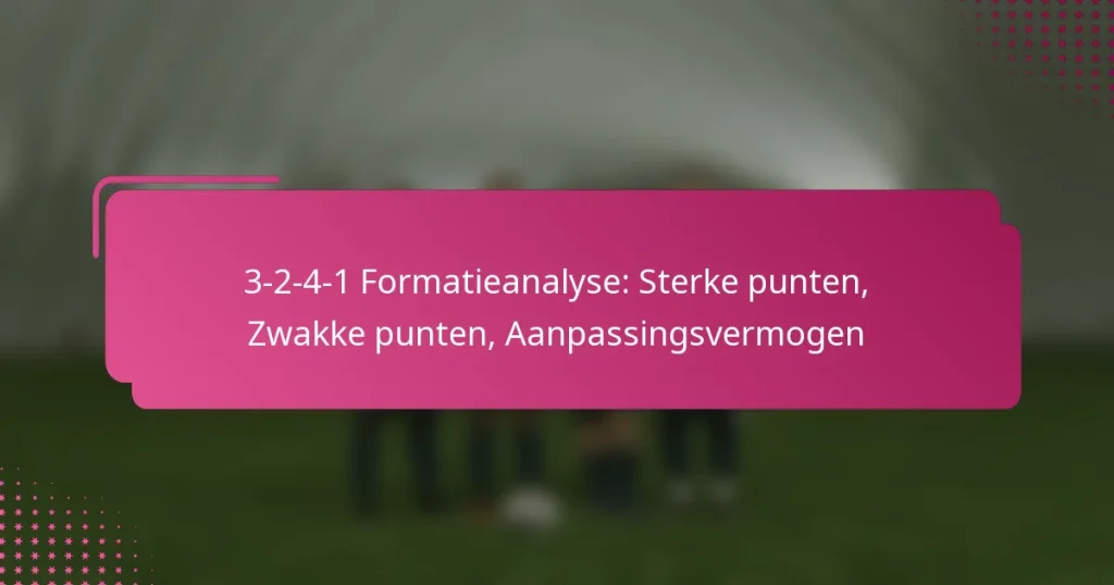 3-2-4-1 Formatieanalyse: Sterke punten, Zwakke punten, Aanpassingsvermogen