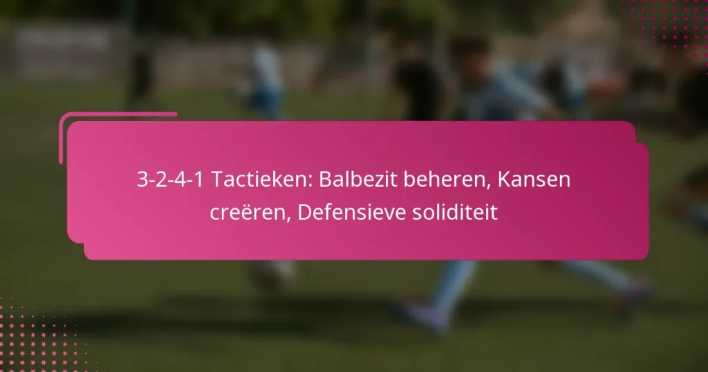 3-2-4-1 Tactieken: Balbezit beheren, Kansen creëren, Defensieve soliditeit