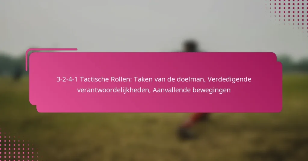 3-2-4-1 Tactische Rollen: Taken van de doelman, Verdedigende verantwoordelijkheden, Aanvallende bewegingen