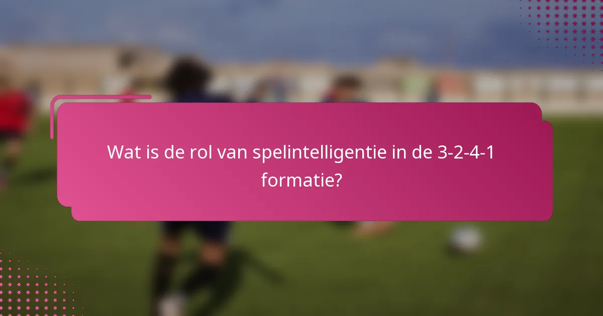 Wat is de rol van spelintelligentie in de 3-2-4-1 formatie?
