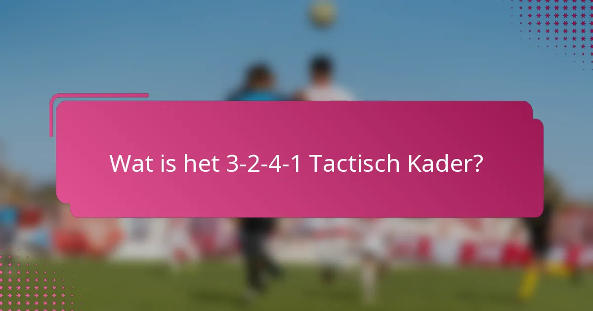 Wat is het 3-2-4-1 Tactisch Kader?