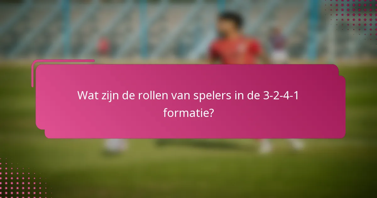 Wat zijn de rollen van spelers in de 3-2-4-1 formatie?